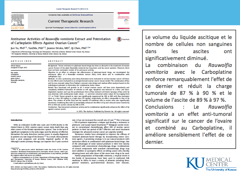 Carboplatine et Rauwolfia vomitoria