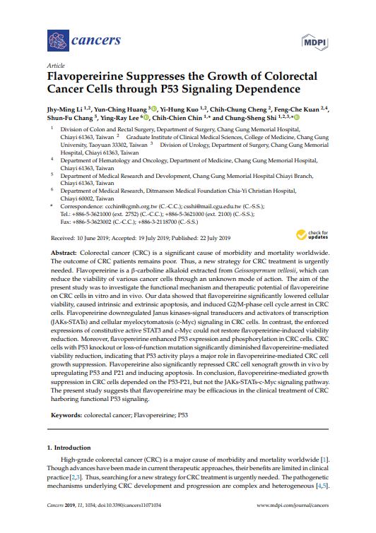 La flavopéreirine supprime la croissance des cellules cancéreuses colorectales